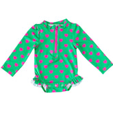 Mama Yoyo Kalp Desenli Fermuarlı Uzun Kollu Alttan Çıtçıtlı Mayo